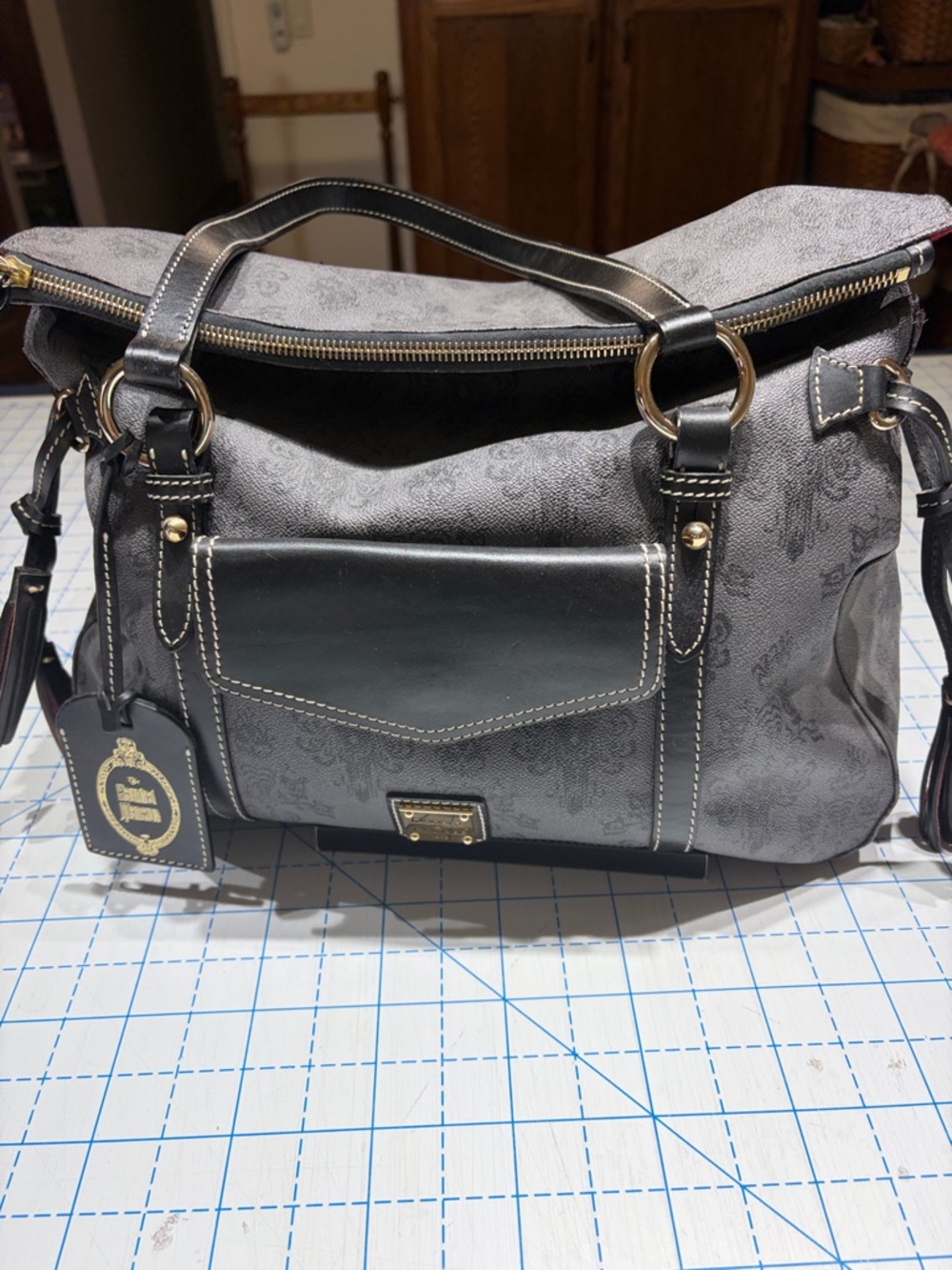 Dooney & Bourke Disney haunted Mansion in grey and black satchel